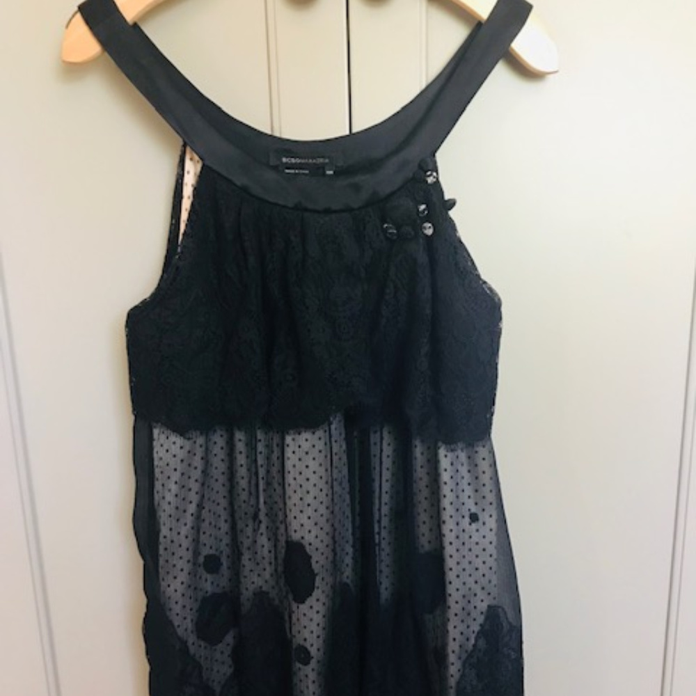 BCBG Black Lace Halter Dress - XXS to XS
